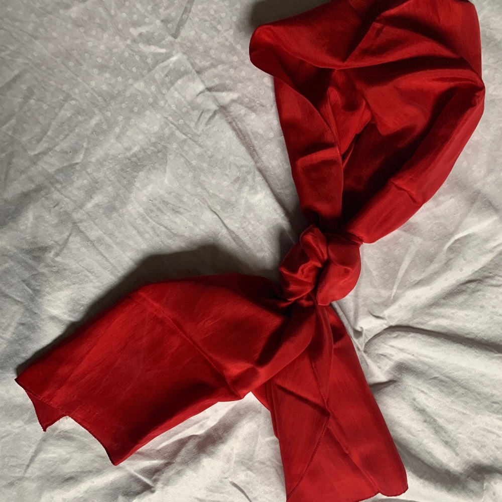 Vintage red silk scarf